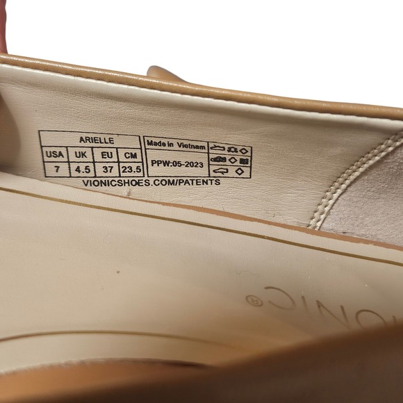 Vionic Arielle Tan Leather Pointed Toe Chain Link Flats Womens Size 7 Orthotic - Picture 6 of 6